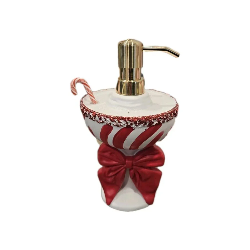 New Christmas Peppermint Candy Cane Martini Cocktail Soap Dispenser Decoration